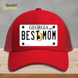 Best Mom Georgia Novelty License Plate Hat Mesh / Red