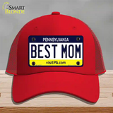 Best Mom Pennsylvania State Novelty License Plate Hat Mesh / Red