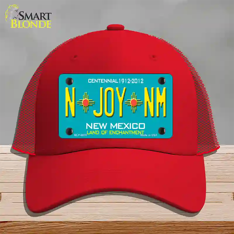 N Joy NM New Mexico Novelty License Plate Hat Mesh / Red