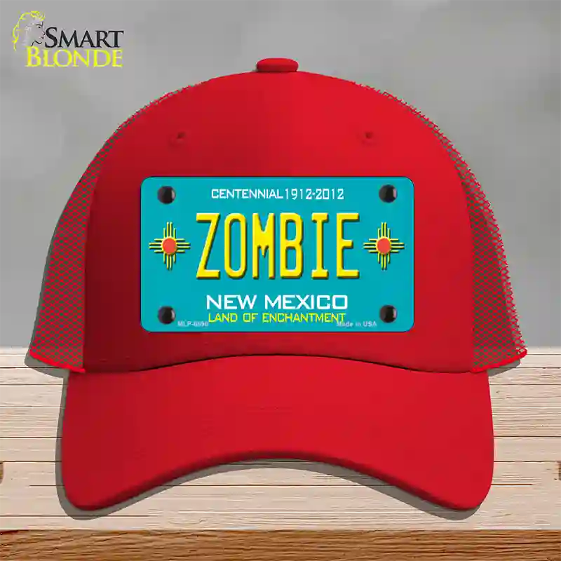 Zombie New Mexico Novelty License Plate Hat Mesh / Red