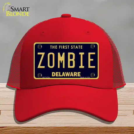 Zombie Delaware Novelty License Plate Hat Mesh / Red