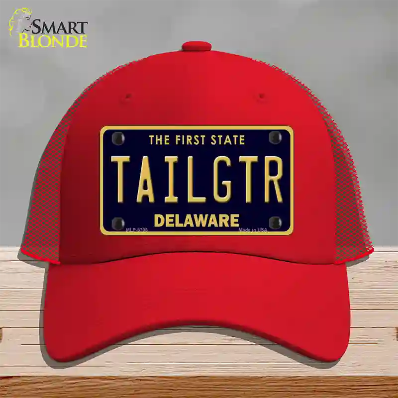 Tailgtr Delaware Novelty License Plate Hat Mesh / Red