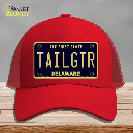 Tailgtr Delaware Novelty License Plate Hat Mesh / Red