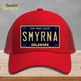 Smyrna Delaware Novelty License Plate Hat Mesh / Red