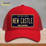 New Castle Delaware Novelty License Plate Hat Mesh / Red