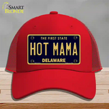 Hot Mama Delaware Novelty License Plate Hat Mesh / Red