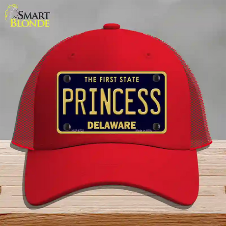 Princess Delaware Novelty License Plate Hat Mesh / Red