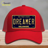 Dreamer Delaware Novelty License Plate Hat Mesh / Red