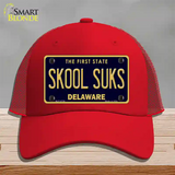 Skool Suks Delaware Novelty License Plate Hat Mesh / Red