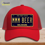 MMM Beer Delaware Novelty License Plate Hat Mesh / Red