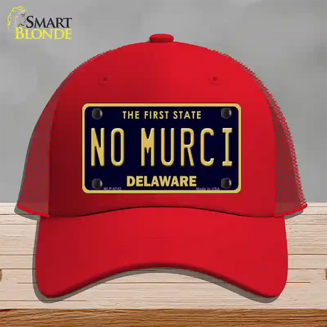 No Murci Delaware Novelty License Plate Hat Mesh / Red