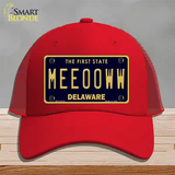 Meeooww Delaware Novelty License Plate Hat Mesh / Red