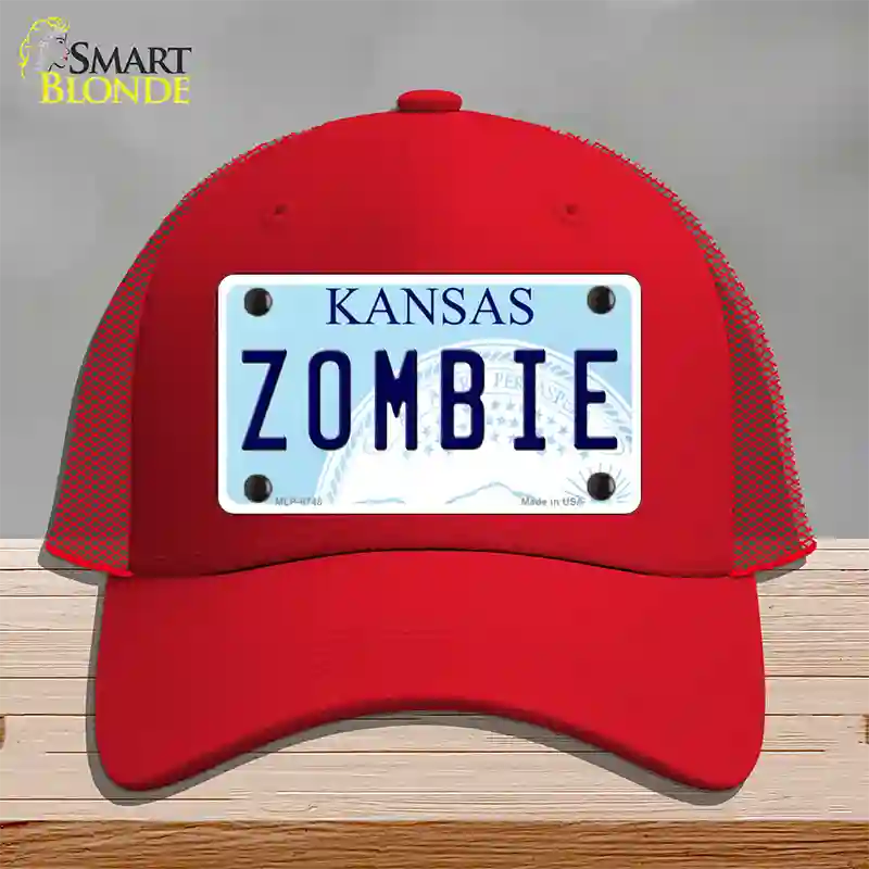 Zombie Kansas Novelty License Plate Hat Mesh / Red