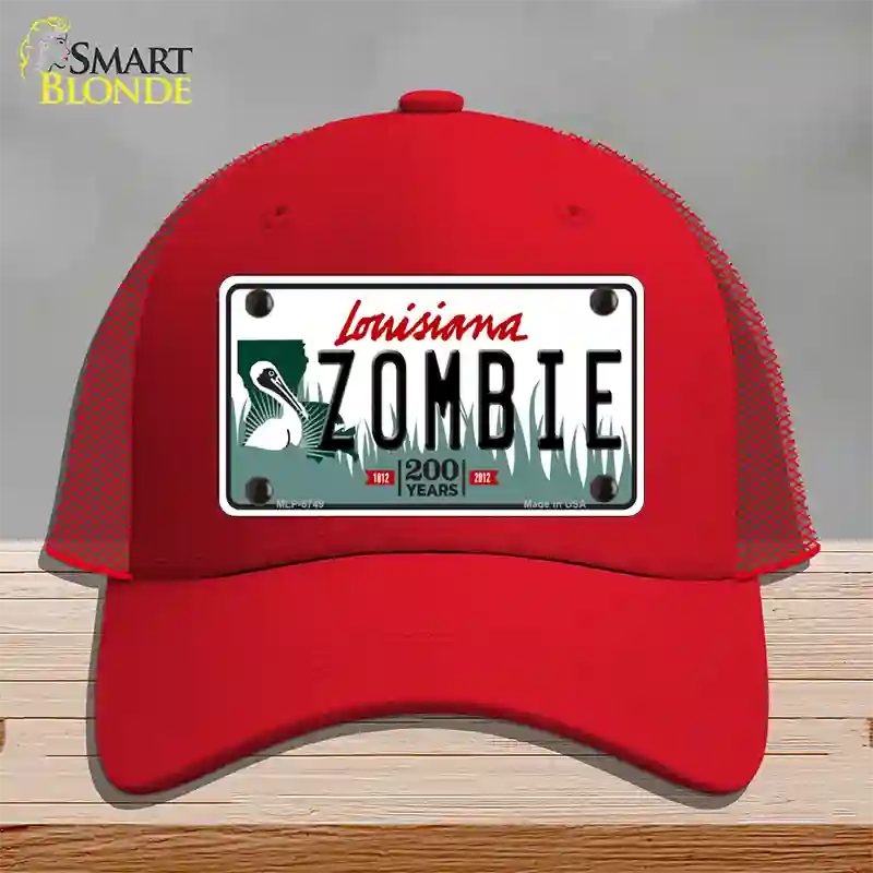 Zombie Louisiana Novelty License Plate Hat Mesh / Red