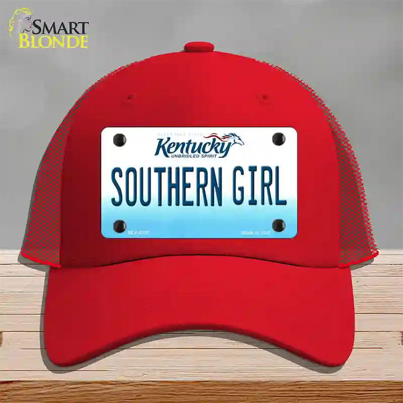 Southern Girl Kentucky Novelty License Plate Hat Mesh / Red