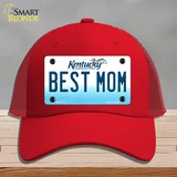 Best Mom Kentucky Novelty License Plate Hat Mesh / Red