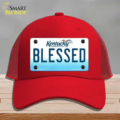 Blessed Kentucky Novelty License Plate Hat Mesh / Red