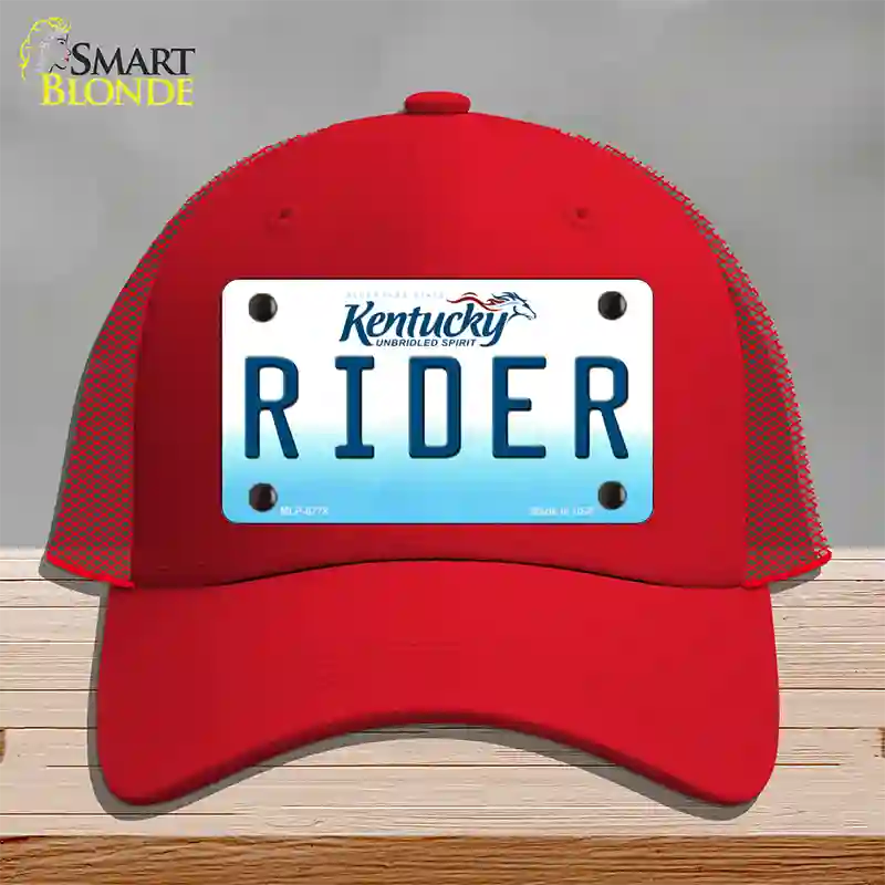 Rider Kentucky Novelty License Plate Hat Mesh / Red