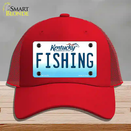 Fishing Kentucky Novelty License Plate Hat Mesh / Red