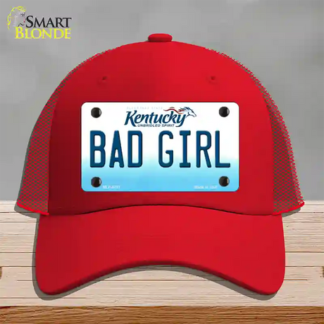 Bad Girl Kentucky Novelty License Plate Hat Mesh / Red