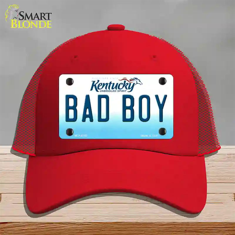 Bad Boy Kentucky Novelty License Plate Hat Mesh / Red