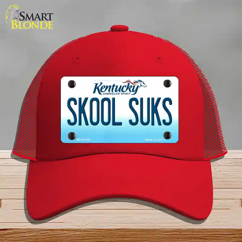 Skool Suks Kentucky Novelty License Plate Hat Mesh / Red