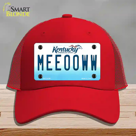 Meeooww Kentucky Novelty License Plate Hat Mesh / Red