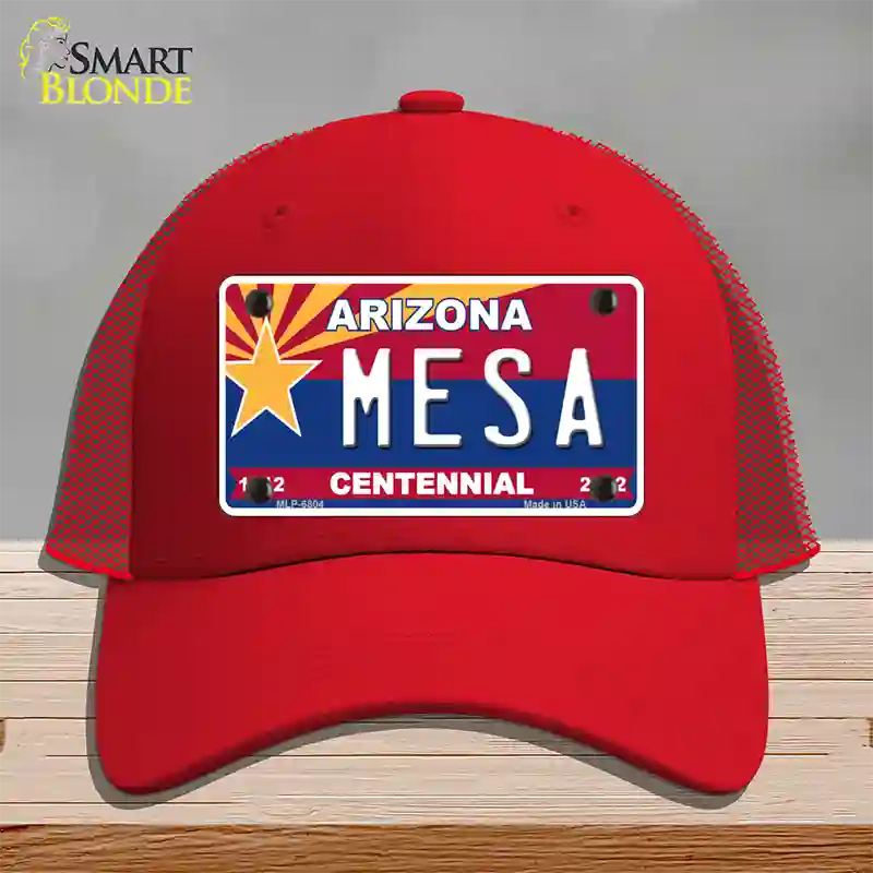 Arizona Centennial Mesa Novelty License Plate Hat Mesh / Red