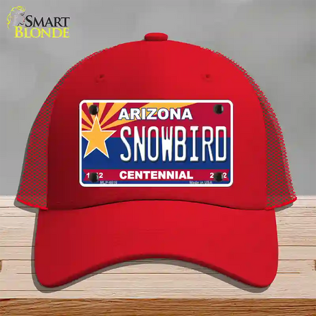 Arizona Centennial Snowbird Novelty License Plate Hat Mesh / Red