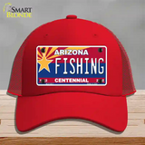 Arizona Centennial Fishing Novelty License Plate Hat Mesh / Red