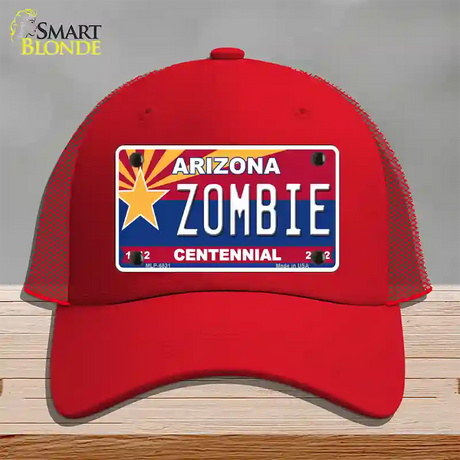 Arizona Centennial Zombie Novelty License Plate Hat Mesh / Red