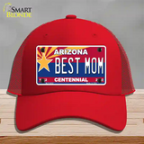 Arizona Centennial Best Mom Novelty License Plate Hat Mesh / Red