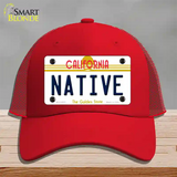 Native California Novelty License Plate Hat Mesh / Red