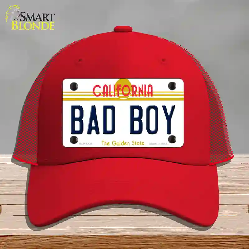 Bad Boy California Novelty License Plate Hat Mesh / Red