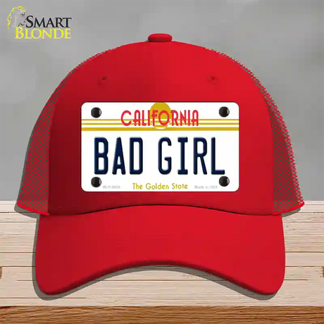 Bad Girl California Novelty License Plate Hat Mesh / Red