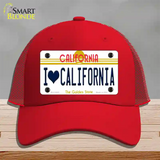 I Love California Novelty License Plate Hat Mesh / Red