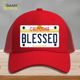 Blessed California Novelty License Plate Hat Mesh / Red