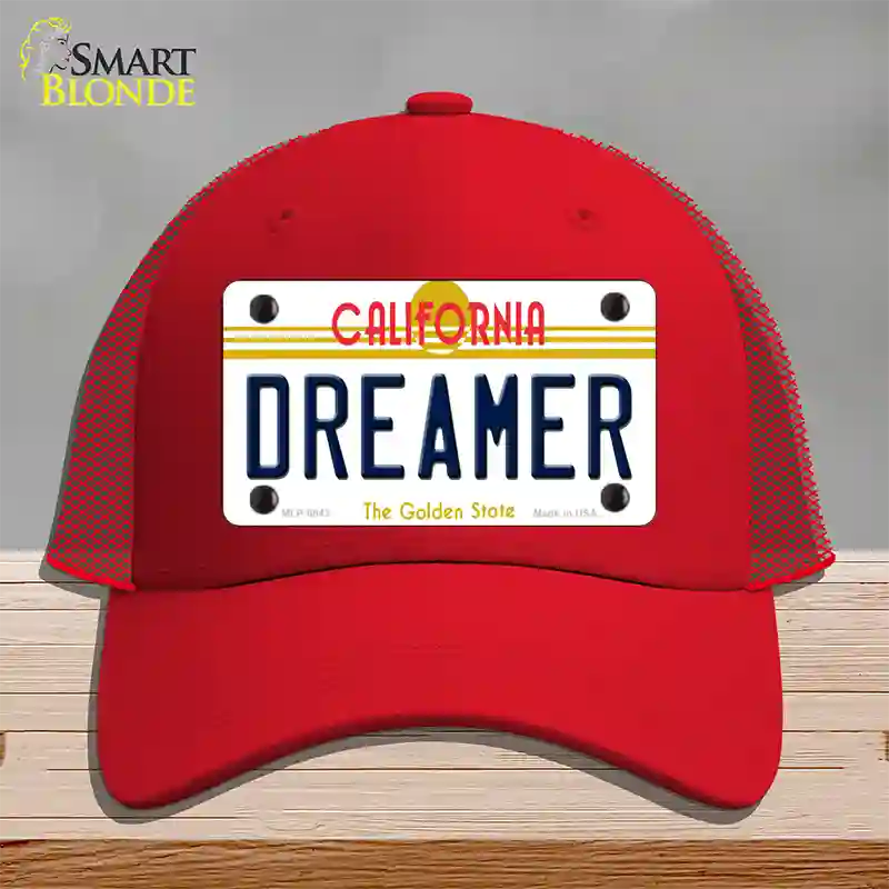 Dreamer California Novelty License Plate Hat Mesh / Red