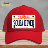 Scuba Diver California Novelty License Plate Hat Mesh / Red