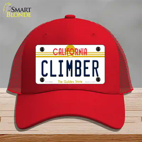 Climber California Novelty License Plate Hat Mesh / Red