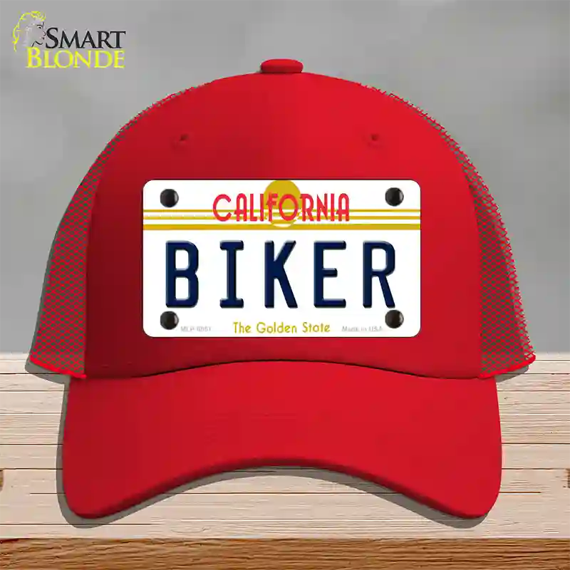 Biker California Novelty License Plate Hat Mesh / Red