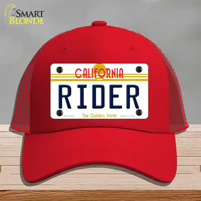 Rider California Novelty License Plate Hat Mesh / Red