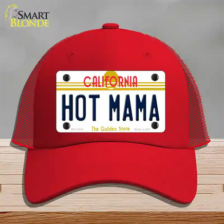 Hot Mama California Novelty License Plate Hat Mesh / Red