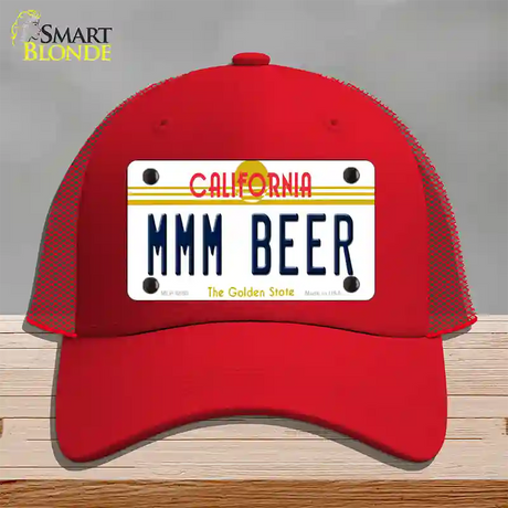 MMM Beer California Novelty License Plate Hat Mesh / Red