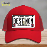 Best Mom Puerto Rico Novelty License Plate Hat Mesh / Red