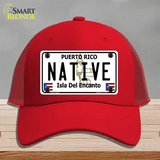 Native Puerto Rico Novelty License Plate Hat Mesh / Red