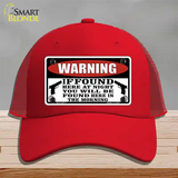 Warning If Found Novelty License Plate Hat Mesh / Red