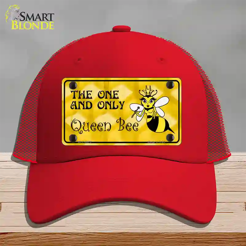 Queen Bee Yellow Novelty License Plate Hat Mesh / Red