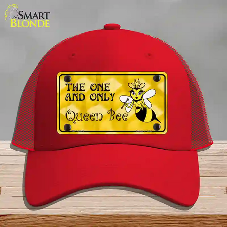 Queen Bee Yellow Novelty License Plate Hat Mesh / Red