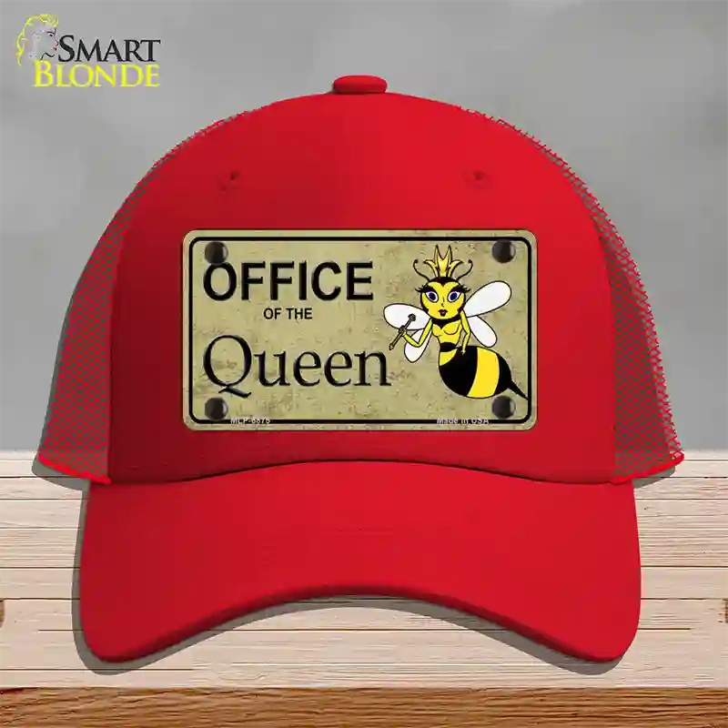 Office Of Queen Bee Novelty License Plate Hat Mesh / Red